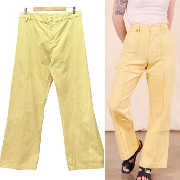 Big Bud Press Western Pants Butter Yellow Size XL Flared Cotton Twill Bellbottom - Picture 12 of 12